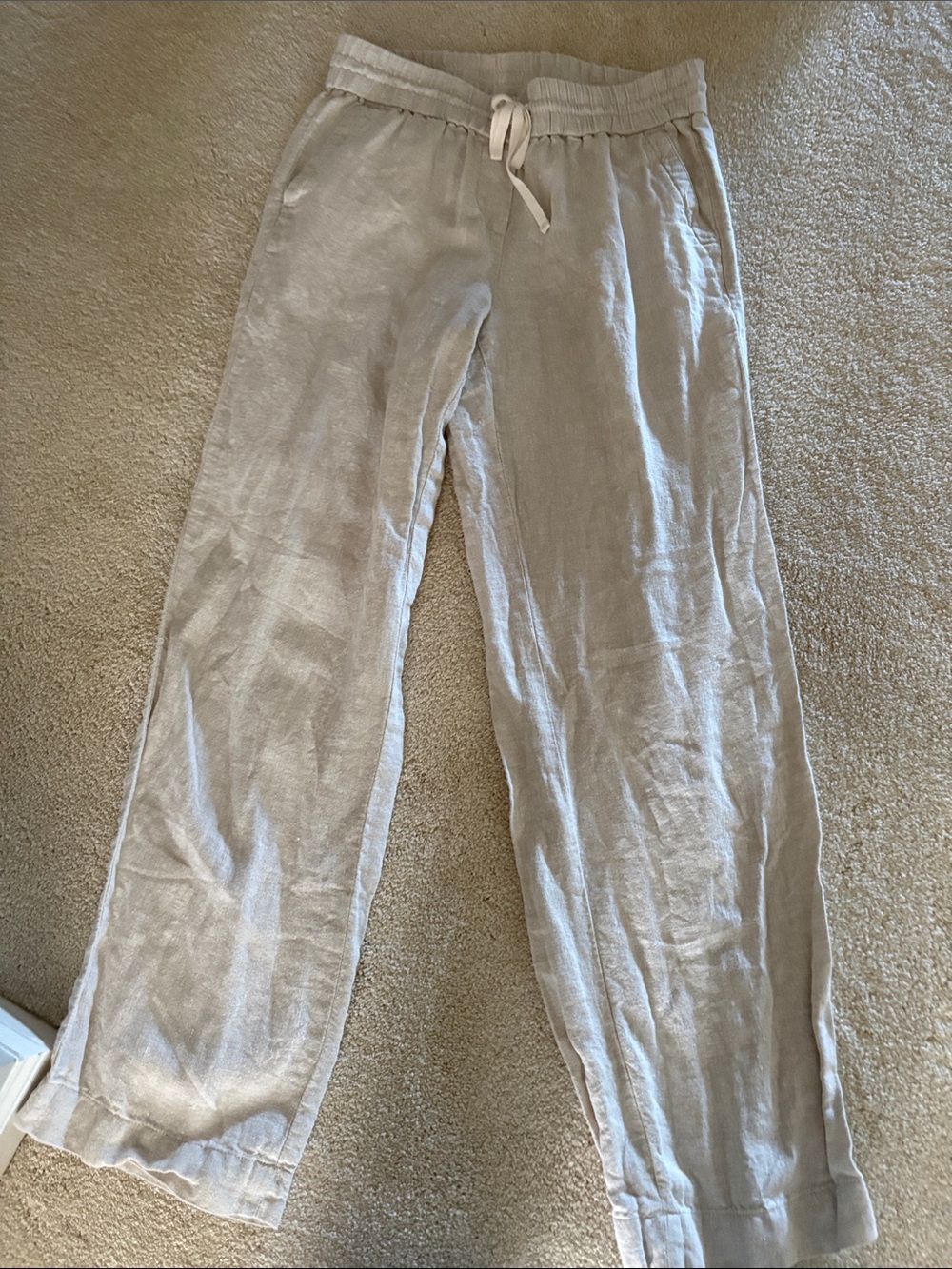 Talbots Light Beige Linen Blend Drawstring Joggers
